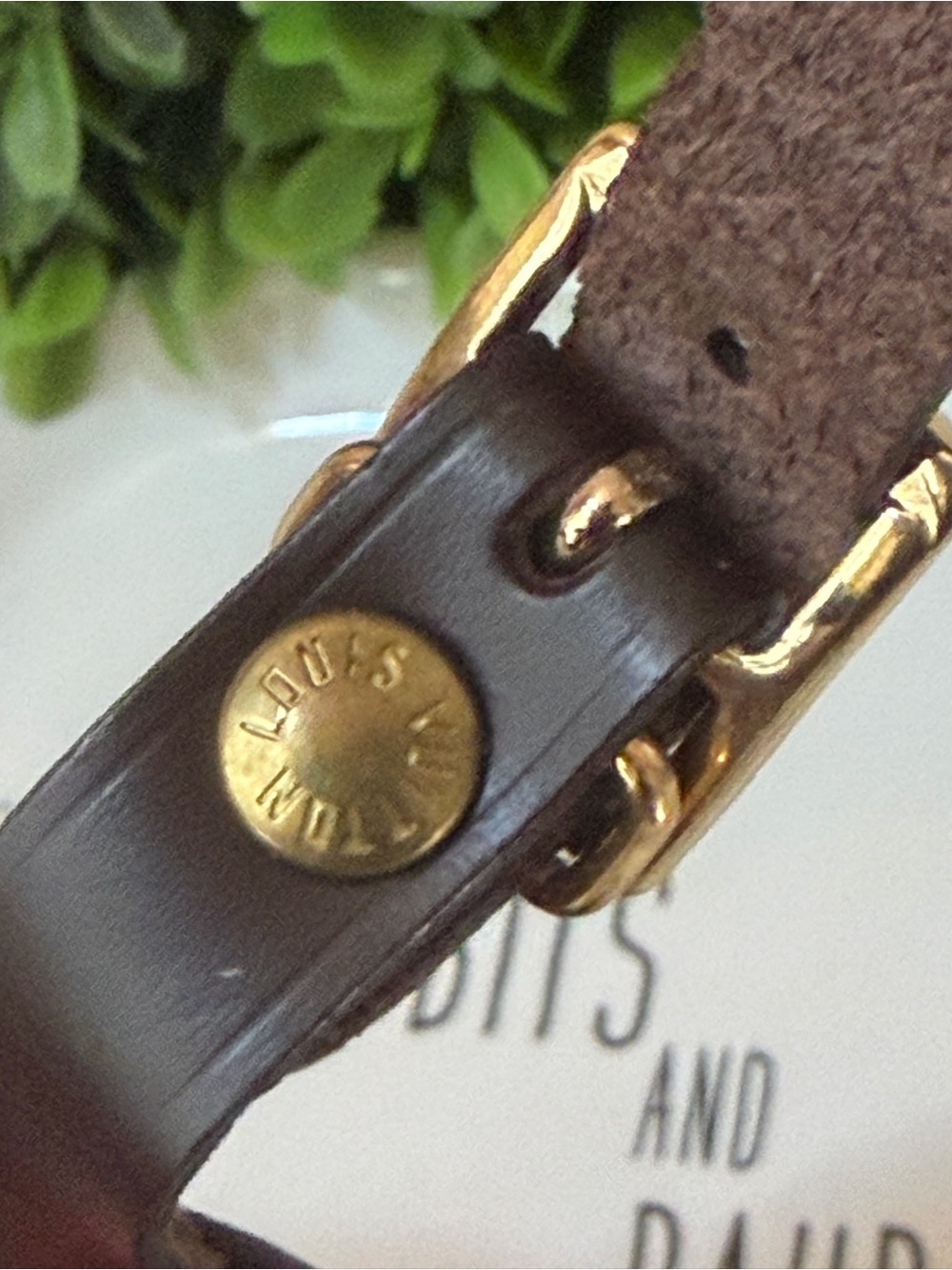 Louis Vuitton Brown Leather Luggage Tag with Gold Buckle - Picture 5 of 6
